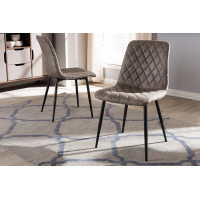 Baxton Studio SDR-2710-7-Light Brown-DC Roberta Mid-Century Modern Light Brown Fabric Upholstered Shell Dining Chair (Set of 2)